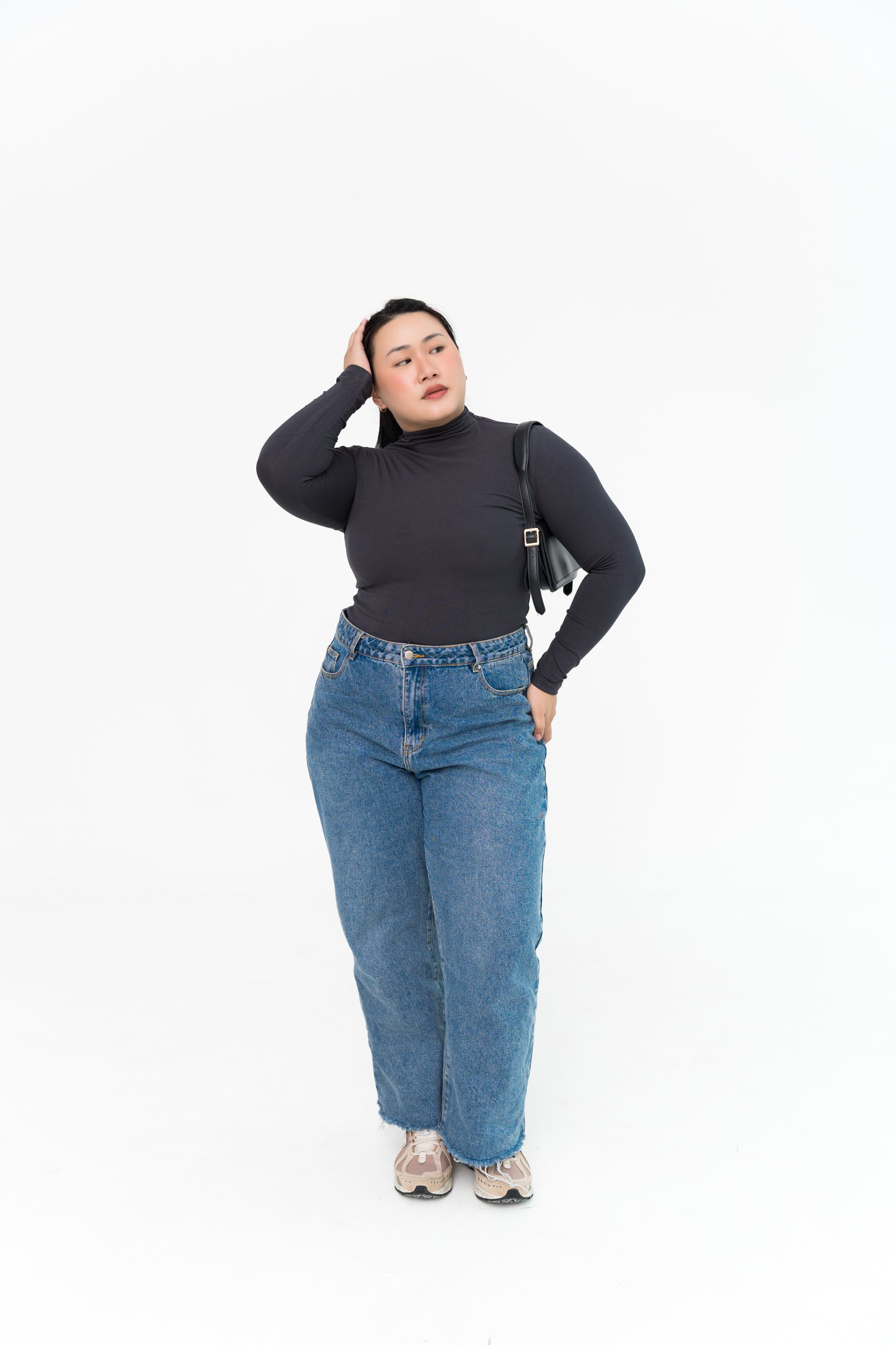 High Neck Long Sleeve in Charcoal