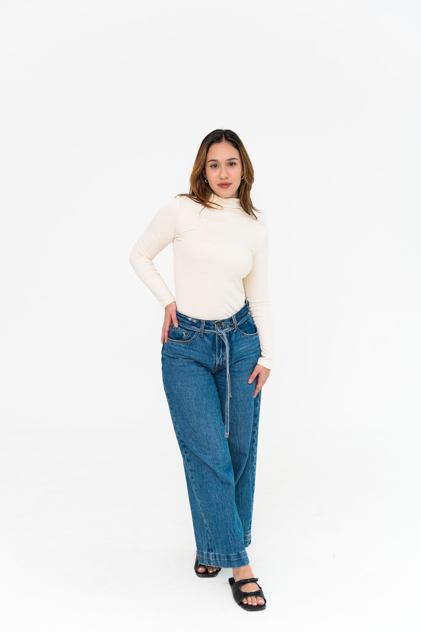 High Neck Long Sleeve in Off-White