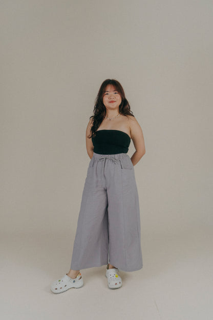 Liel Linen Pants in Grey