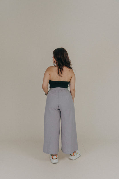 Liel Linen Pants in Grey