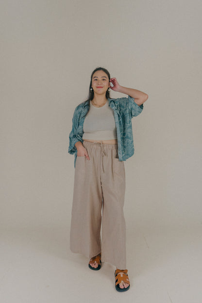 Liel Linen Pants in Khaki