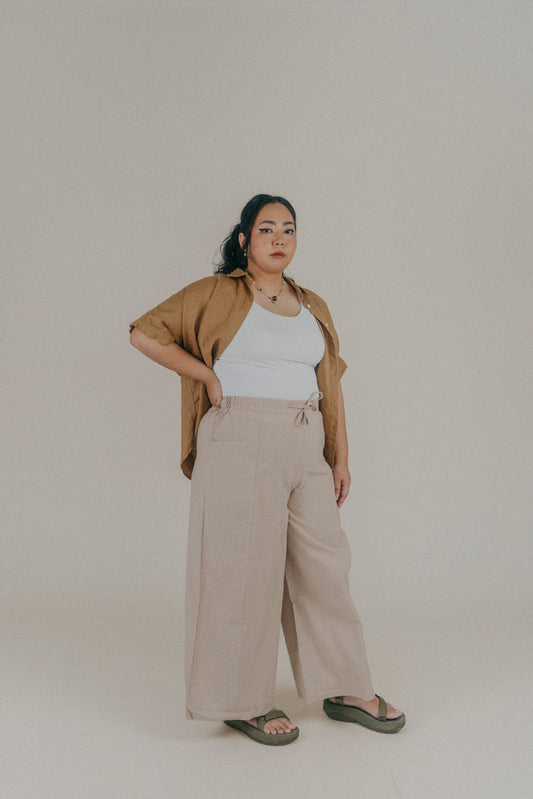 Liel Linen Pants in Khaki