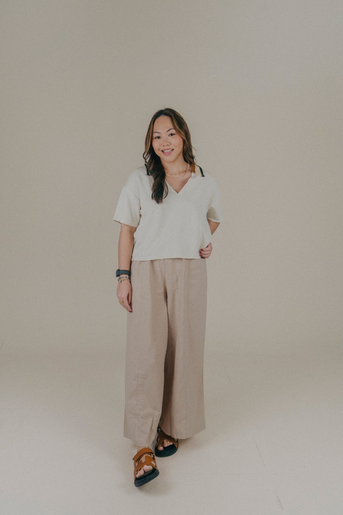 Liel Linen Pants in Khaki