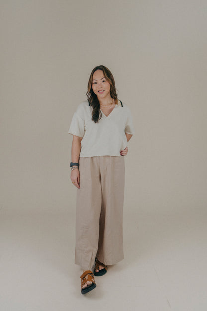 Liel Linen Pants in Khaki