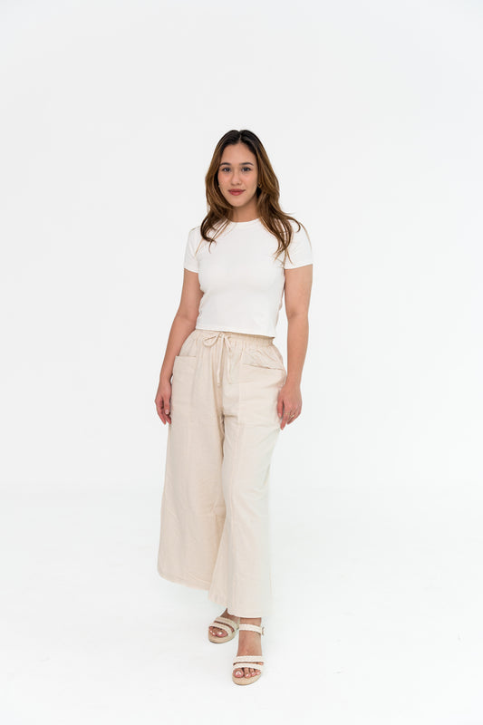 Liel Linen Pants in Cream