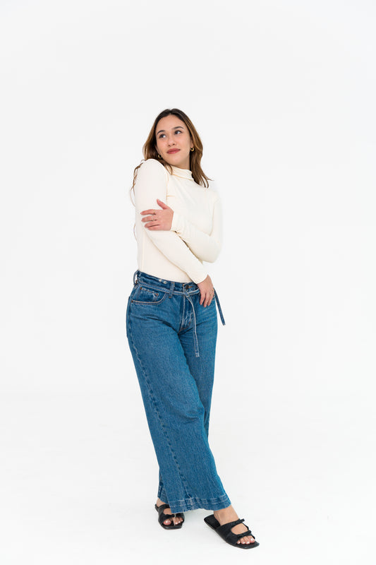 High Neck Long Sleeve in Off-White