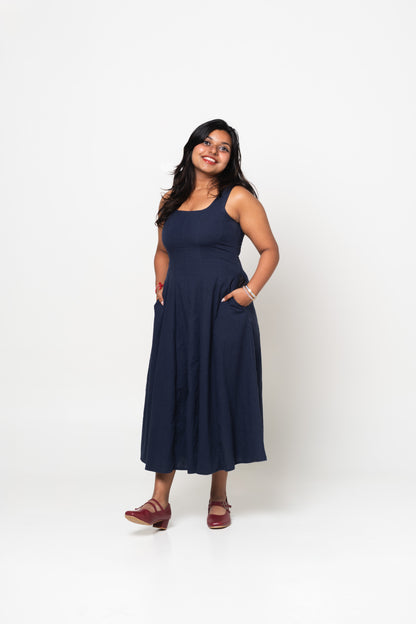 Soleil Swing Dress in Navy