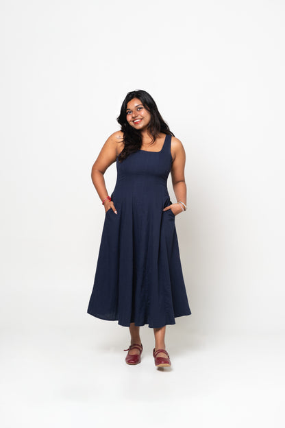 Soleil Swing Dress in Navy