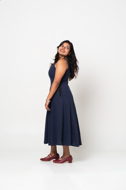 Soleil Swing Dress in Navy