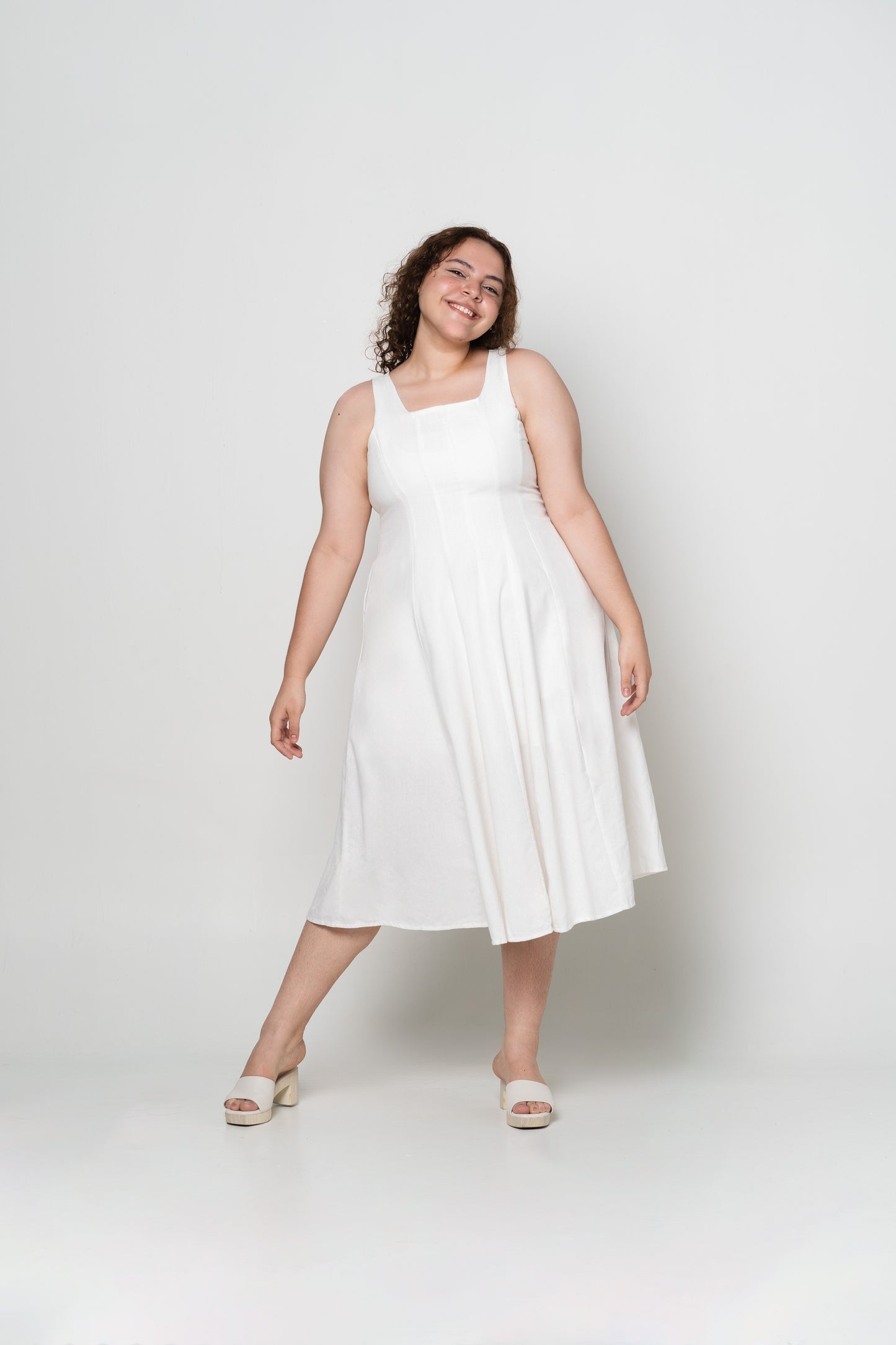 Soleil Swing Dress in White