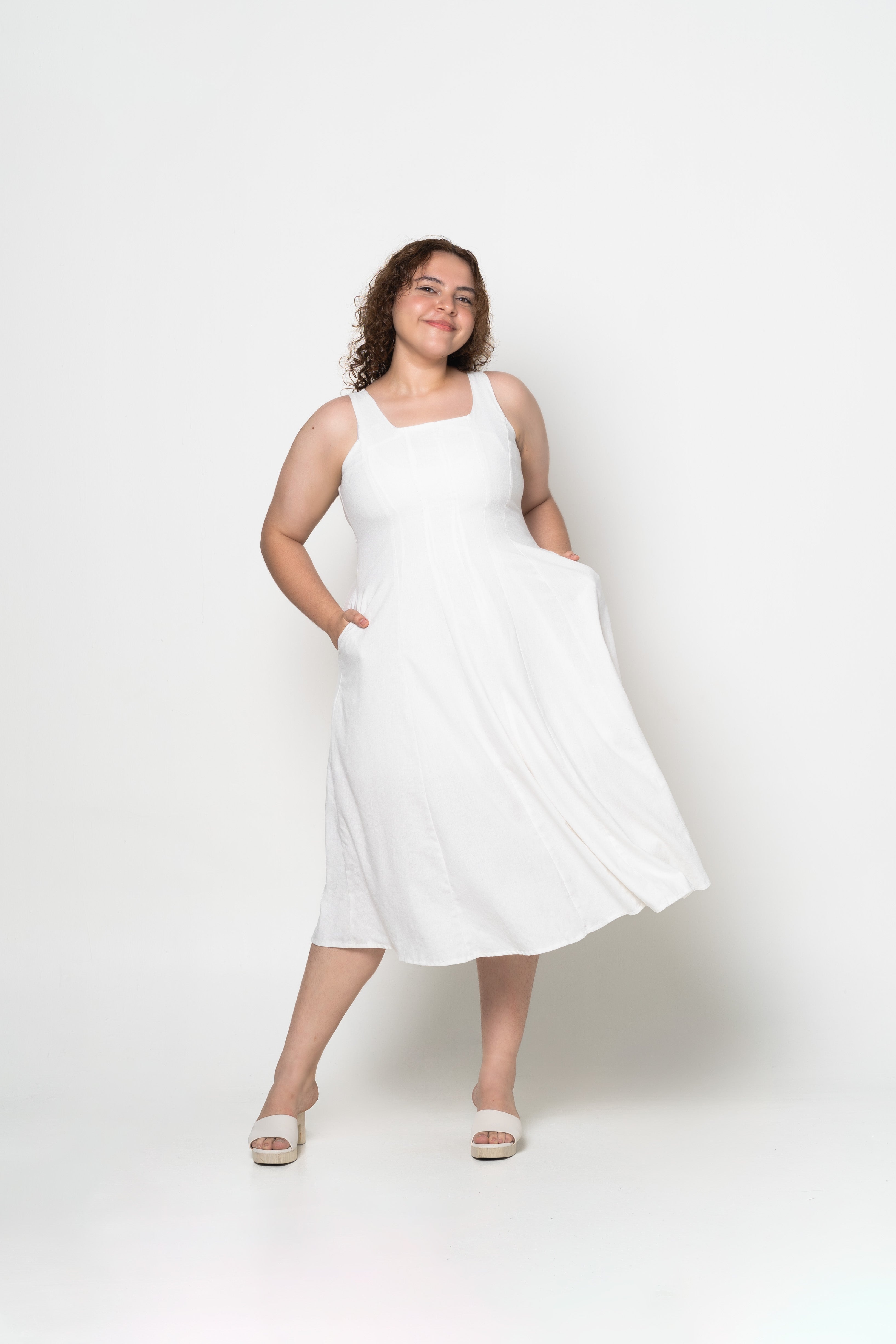 Plus size white swing dress best sale