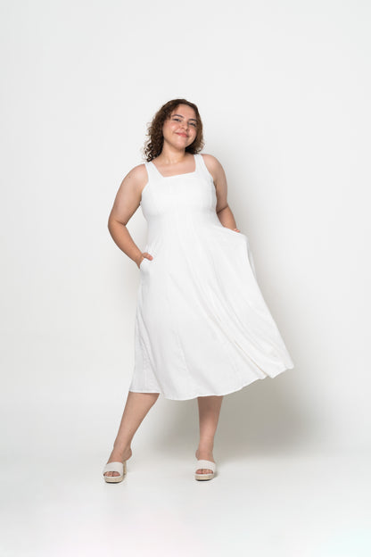 Soleil Swing Dress in White