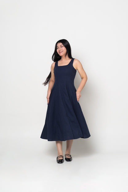 Soleil Swing Dress in Navy