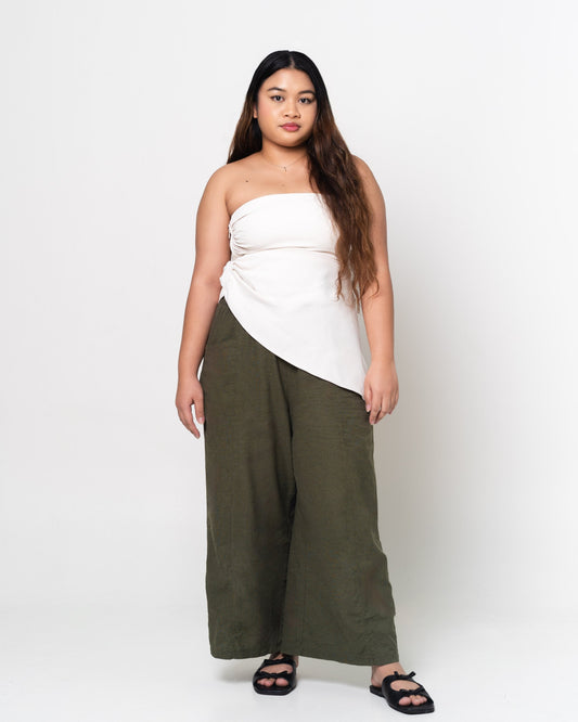 Liel Linen Pants in Forest Green