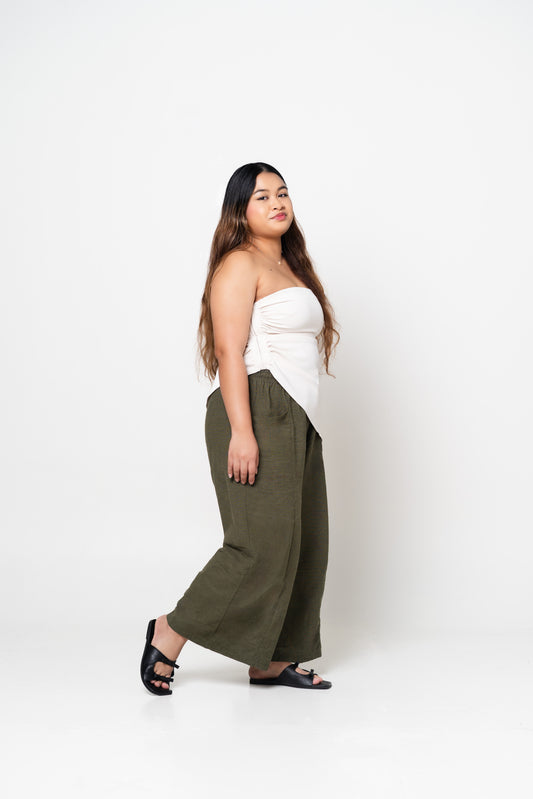 Liel Linen Pants 2.0 in Forest Green