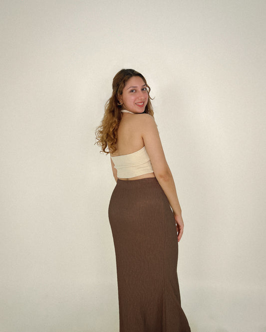 Maia Mermaid Skirt in Chocolate Brown