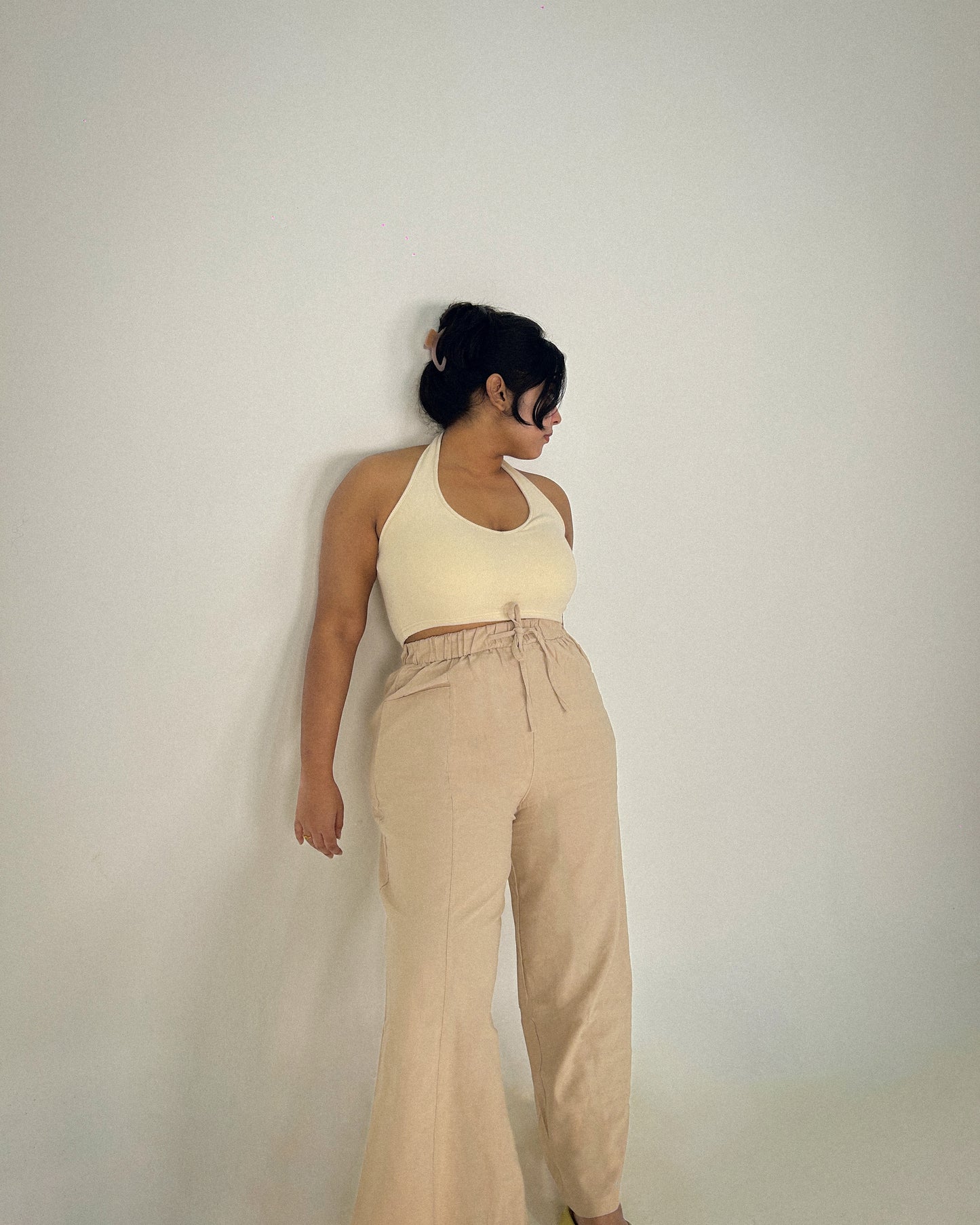 Liel Linen Pants in Khaki