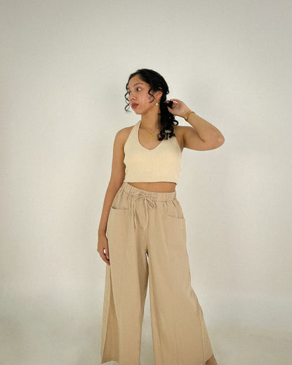 Liel Linen Pants in Khaki