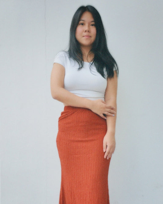 Maia Mermaid Skirt in Brick Red