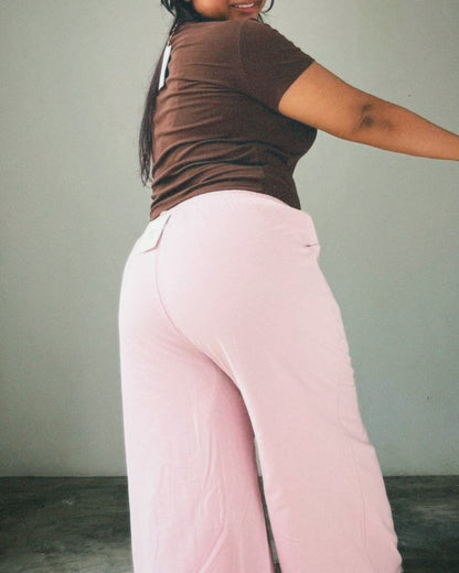 Liel Linen Pants in Baby Pink